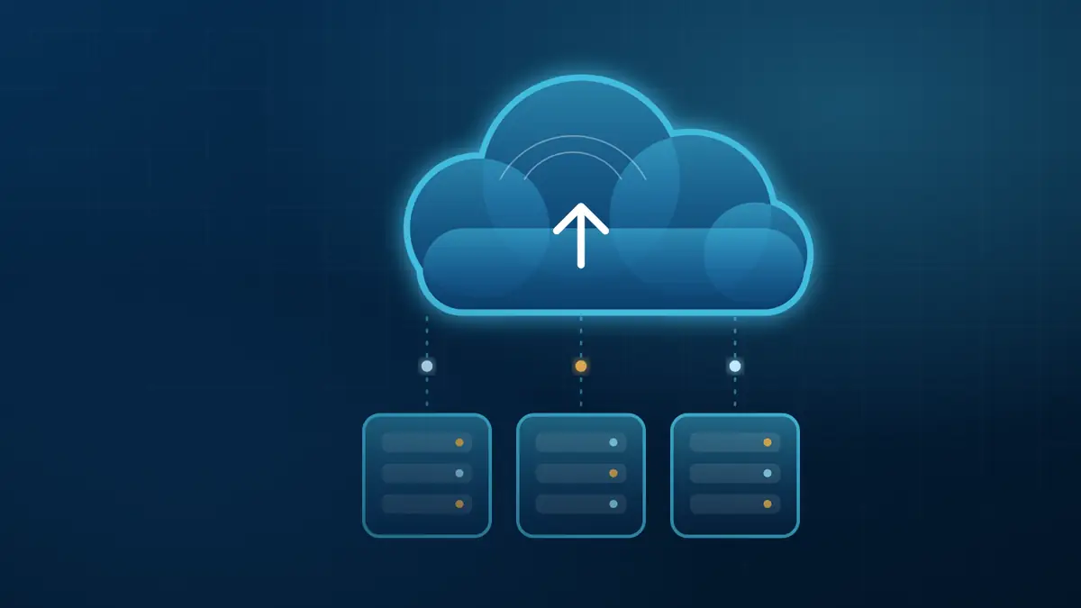 Nuvem conectada a servidores e dispositivos, ilustrando a computação em nuvem para factorings e FIDCs